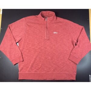 Orvis Trout Bum 1/4 Zip Pullover Mens XL Red Long Sleeve Pima Cotton Rn#70534